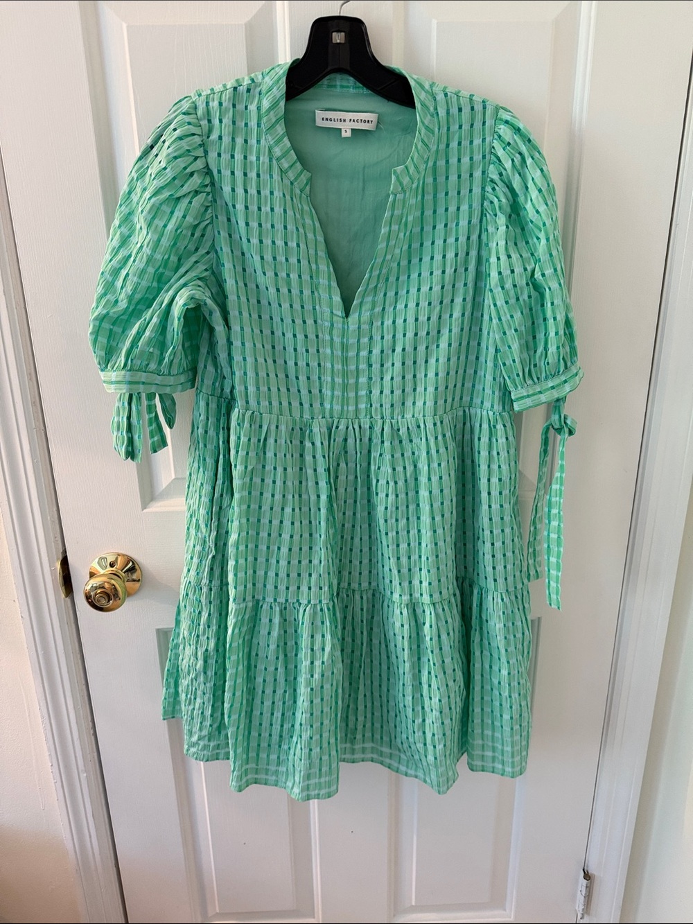 English Factory Mint Green Tiered Short-Sleeve Dress